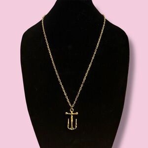 Yochi NY unisex gold tone anchor pendant necklace